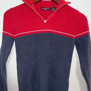 Women’s Polo by Ralph Lauren small Red and Blue Ribbed Zip-Up Top